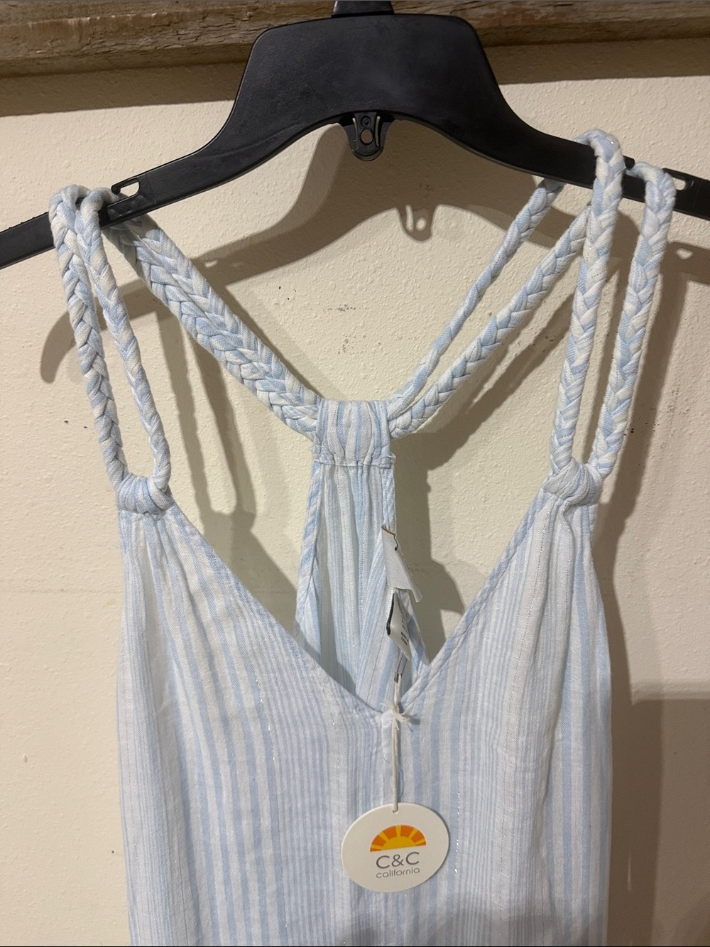 C&C California Pale Blue and White Striped Sundress - Picture 3 of 7